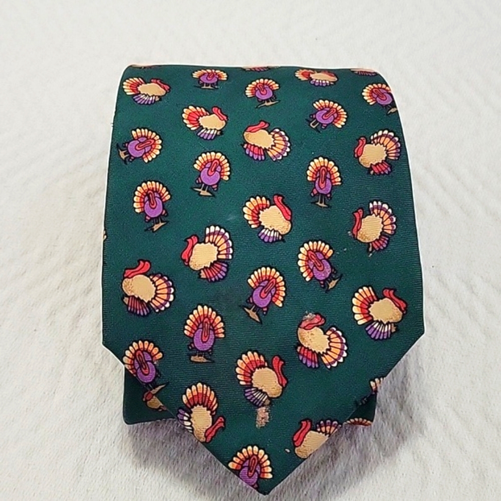 Vintage Alynn Silk Neckwear "Please Pass The Turkey!"